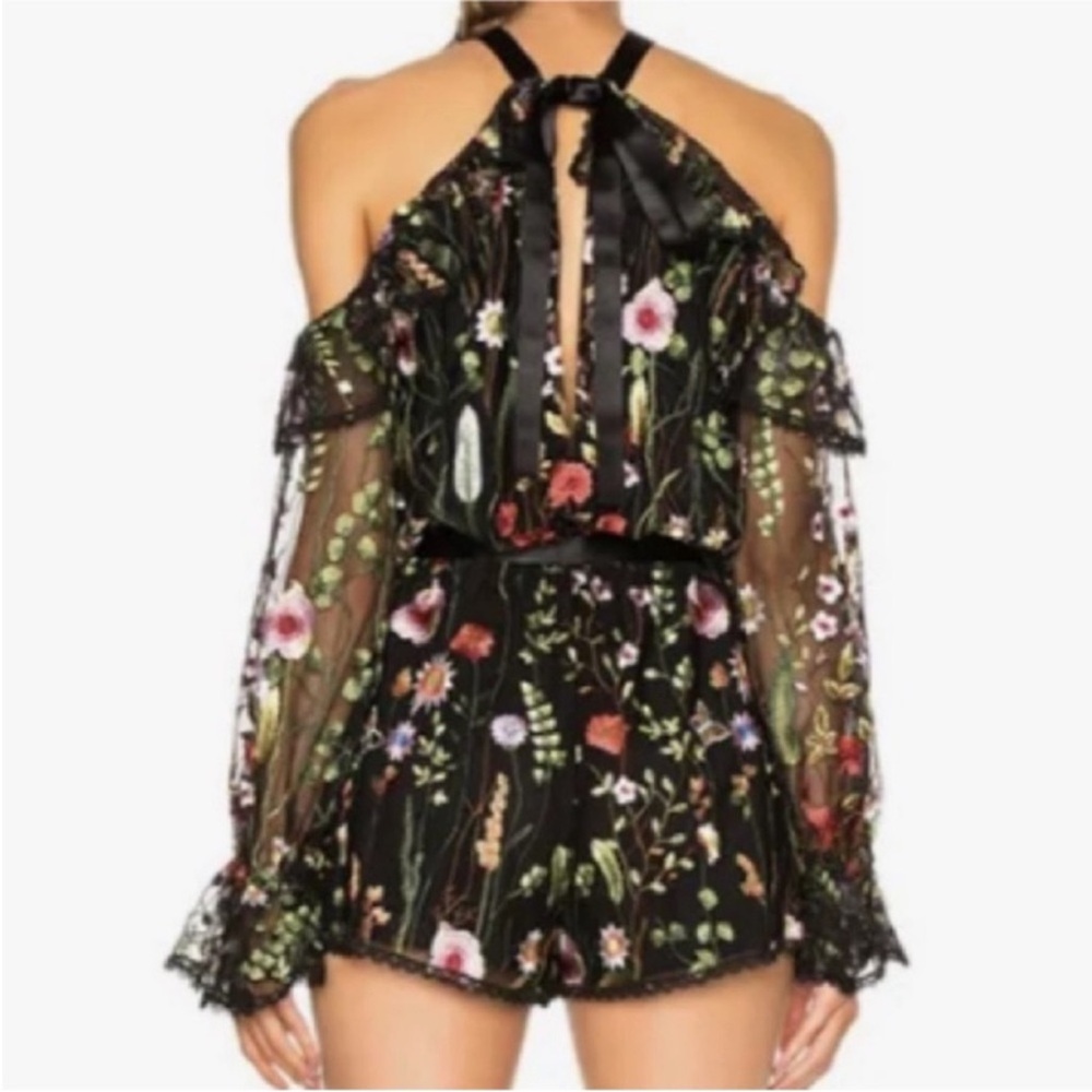 Alexis Brenna Floral Embroidered Romper in Black Garden Size Small - Picture 4 of 9